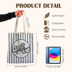 Octopus Gifts Tote Bag for Women, Ocean Beach Octopus Canvas Tote Bag, Coasta…