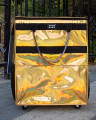 Reusable Grocery Bag with Wheels (Large, Glitter Gold), Rolling Shopping Bag …