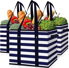 3 Pack Reusable Grocery Bags Large Water Resistant Grocery Collapsible Heavy …