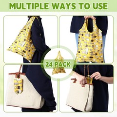 24 PCS Foldable Reusable Shopping Bag Recycle Travel Grocery Fold Pocket Tote