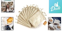 12 Pack of Biodegradable Organic Cotton Reusable Produce Bags – Small Size