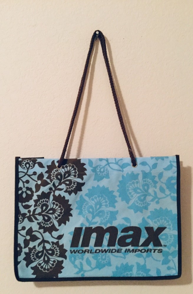 Vintage IMAX Imports PolyCanvas Tote Shopping Bag – Blue & Brown FREE SHIPPING