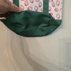 Reusable Canvas Strawberry Pattern Tote Bag Small Green/White/Red 15x10x6 in