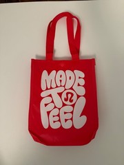 Lululemon Red and White ‘Made To Feel’ Reusable Tote Bag Excellent Condition