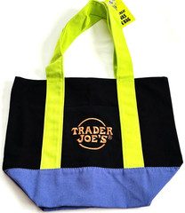 Trader Joes Halloween Mini Canvas Tote Bag Embroidered Logo Double Handles