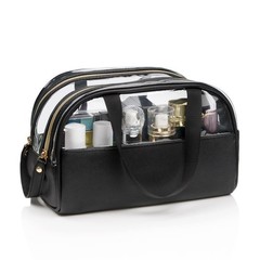 Ethereal Clear Makeup Bag, Large Opening TSA Approved Toiletry Bag Black