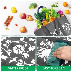10-Pack Grey Reusable Grocery Bags, Foldable, Heavy Duty, Waterproof Coating
