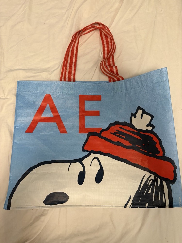 American Eagle AE Peanuts x Snoopy reusable tote bag large shopping bag