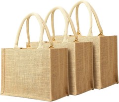 Versatile 3-Pc Burlap Tote Bags – Ideal for Weddings, Markets, and DIY Crafts