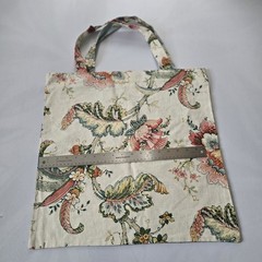 Floral Pattern Foldable Fabric Reusable Shopping Bag Large Multicolor Two-Piece