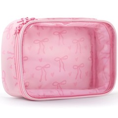 Estedro Clear Makeup Bag Cute Travel Pink Bow Cosmetic for Women