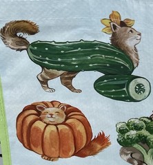 Marshalls Reusable Cat Vegetable Tote Bag Kitty Produce Veggie Grocery Bag NEW
