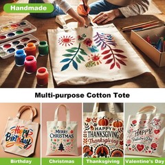 Canvas Tote Bag – 4 PCS Cotton Canvas Reusable Grocery Shopping Blank Tote Ba