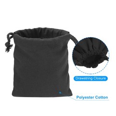 12pcs Polyester Cotton Reusable Drawstring Bags, 5×6″ Dust Bags, Black