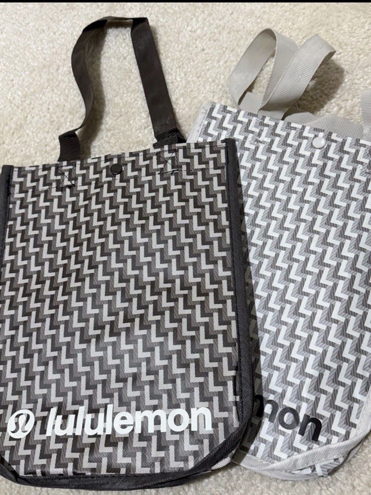 2 NEW Lululemon Small Reusable Shopping Tote Bag Limited Edition Ivory Brown