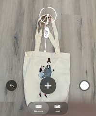 Beige Canvas Foldable Tote Bag, Graphic Pattern, Modern Style, Medium Size