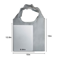 10 Pack 15×4.5×15 Inch Grey Reusable Shopping Bags with Handles Bulk, Foldabl…