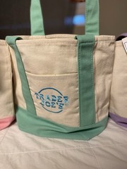Trader Joe’s Mini Pastel Canvas Foldable Small Tote Bag Set of 4 Multicolor