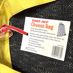 Trader Joe’s Reusable Cotton Shopper Tote Turophile Cheese Bag, Multi-Color