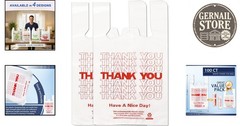 100 Count White Thank You T-Shirt Bags – Reusable & Disposable Grocery Solution