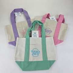 Trader Joes Mini Tote Canvas 3pc Green Purple Pink 2026