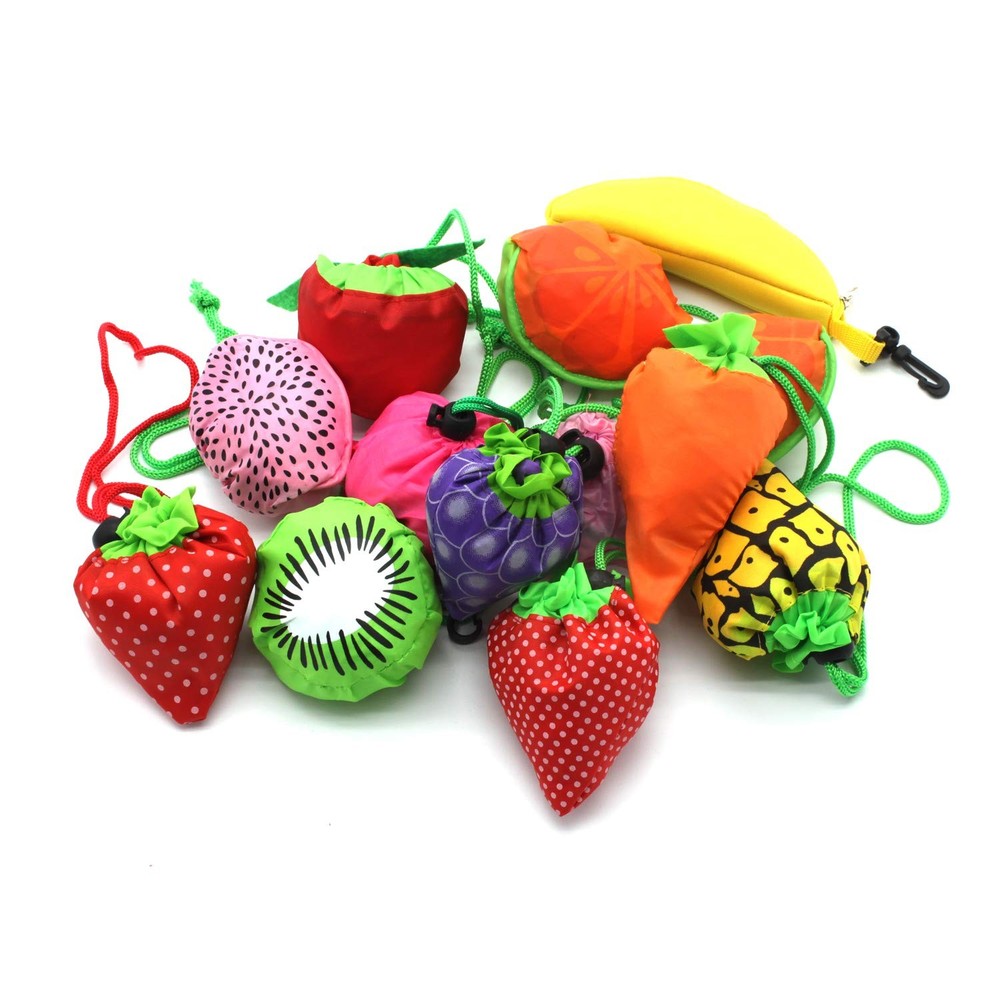 Fruits Folding Pouch Storage Reusable Grocery Shopping Tote Bags 10 PCS