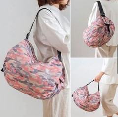 Reusable Foldable Shopping Bag Pink Waterproof Oxford Cloth Travel Beach Bag