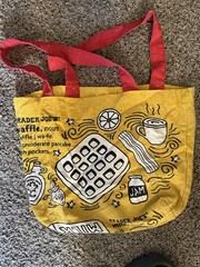 Trader Joe’s Reusable Cotton Canvas Breakfast Tote Bag Waffle Toast Milk