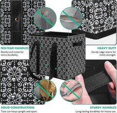 Black 3-Pack Heavy-Duty Reusable Grocery Bags, Foldable & Water-Resistant