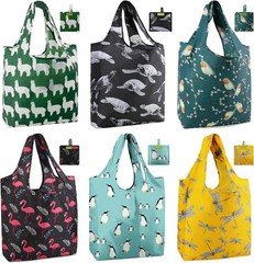 Heavy Duty Bulk Large Reusable Grocery Bags 6 Pack Foldable Sturdy Recycled