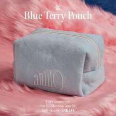 ANILLO Blue Terry Pouch, Soft Lightweight Travel 16 x 8 x 10 cm,