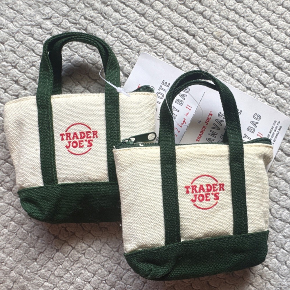 Trader Joes Limited Dark Green Micro Canvas Tote Bag