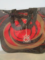 Beauticontrol Reusable Tote Brown Red & Tan with Logo Charm Brand New