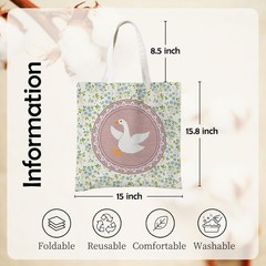 Vintage Pink Goose Flower Tote Bag, Goose Gifts for Women Canvas Tote Bags, C…