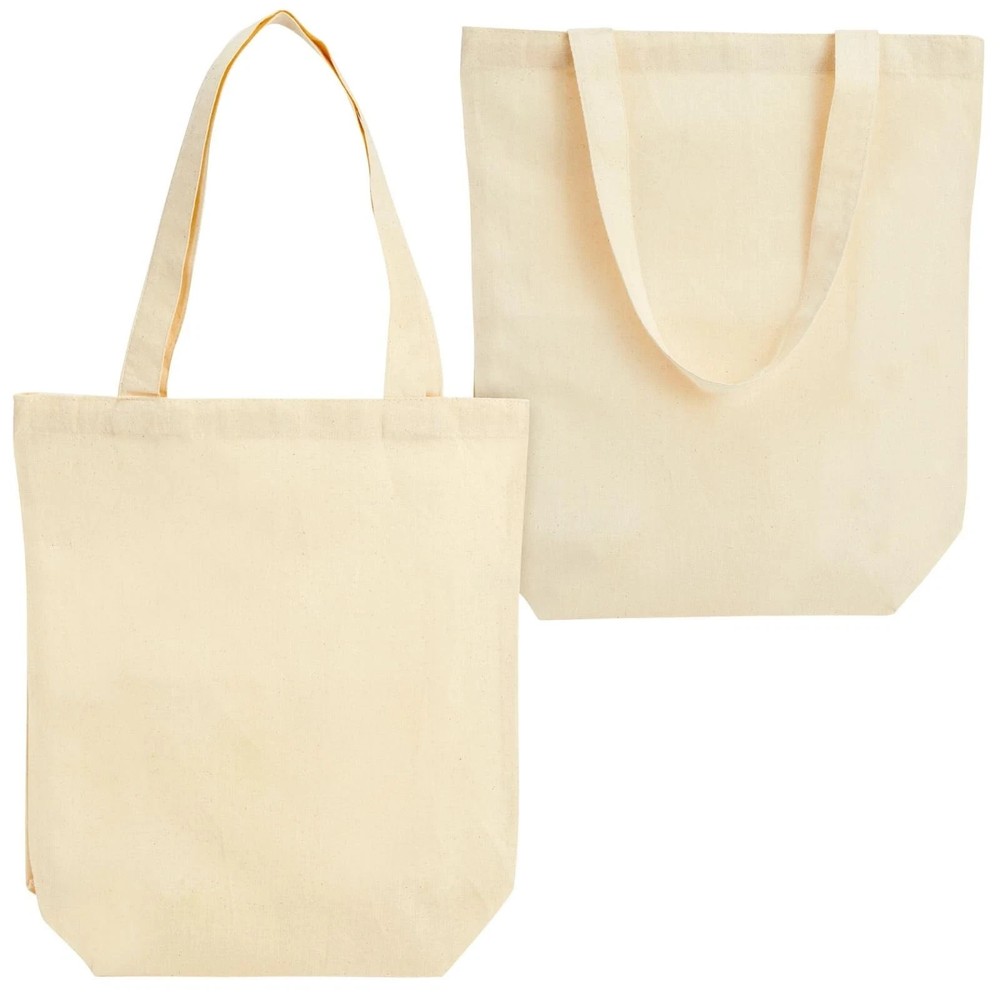 24-Pack Blank Cotton Canvas Tote Bags Bulk – 13 x 11.5 Inches, Beige