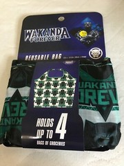 Marvel Black Panther Wakanda Forever Reusable Bag Holds up to 4 Bags Groceries