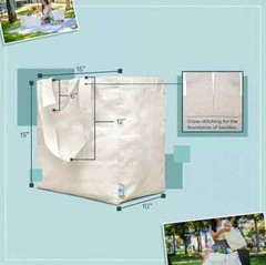 Bagify XL 3-Pack Reusable Tote Canvas Grocery Bags with Bonus Carabiner Hook