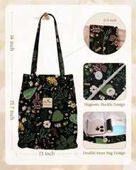Corduroy Tote Bag for – Reusable Totes with Magnetic Buckle & Pocket Stylish …