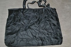 Black Nylon Zippered Fold-Up Shopping Bag, with key ring