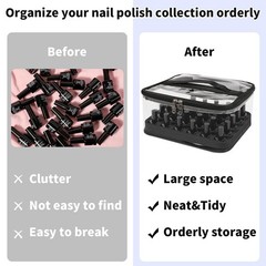 Beloving Nail Polish Organizer Bag Holds 30 1 Count (Pack of 1), 2.Black