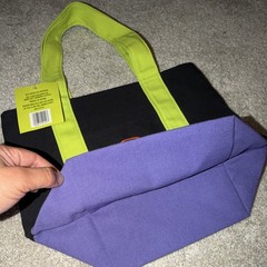 Trader Joe’s Trick or Treat Foldable Canvas Tote Bag Black Green Purple Cotton