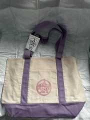 Trader Joe’s Canvas Reusable Tote Bag Foldable Solid Plain Pattern Beige Purple