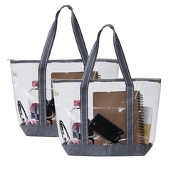 2 Pack Clear Beach Bag, Large Transparent Large Tote Bags Swim Pool Gym Summe…
