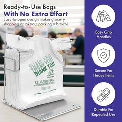 Heavy Duty Reusable Plastic Grocery Bags – 200 Pack, 12″x7″x22″, 55 Micron, Than