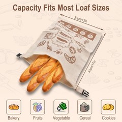 2 Pack Bread Bags for Homemade Sourdough, 17×13 15.94″ x 12.60″, Linen
