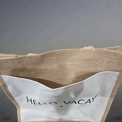 HELLO VACAY Reusable Canvas Tote Bag (14 In x 15 In x 5.5 In), Heavyweight Canva