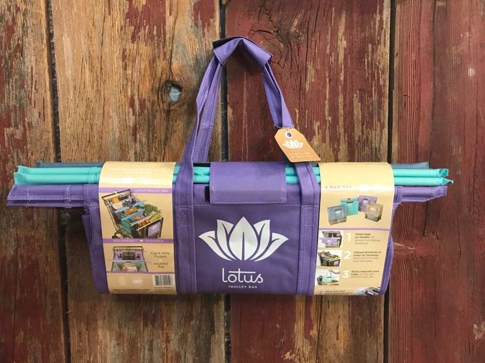Lotus Cart Trolley Reusable Shopping Bags 4-Pack 1Insulated Washable……h6
