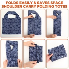 16 PCS Foldable Reusable Grocery Shopping Tote Bags Polyester Multi Color