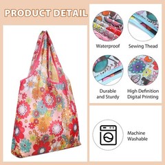 Stylish 18-Pack Foldable Reusable Shopping Bags – Machine Washable, Waterproof