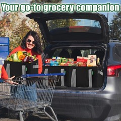 Reusable Grocery Bags (3 Pack ) – Heavy Duty Eco Tote Bags with Box Shape to …